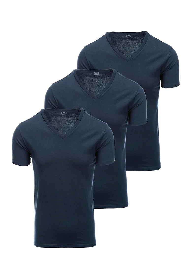 Set de tricouri uni de bumbac - 3 piese, Bleumarin