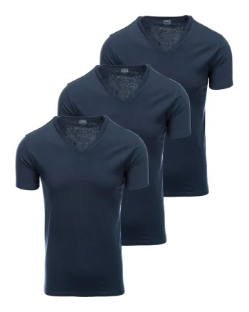 Set de tricouri uni de bumbac - 3 piese, Bleumarin