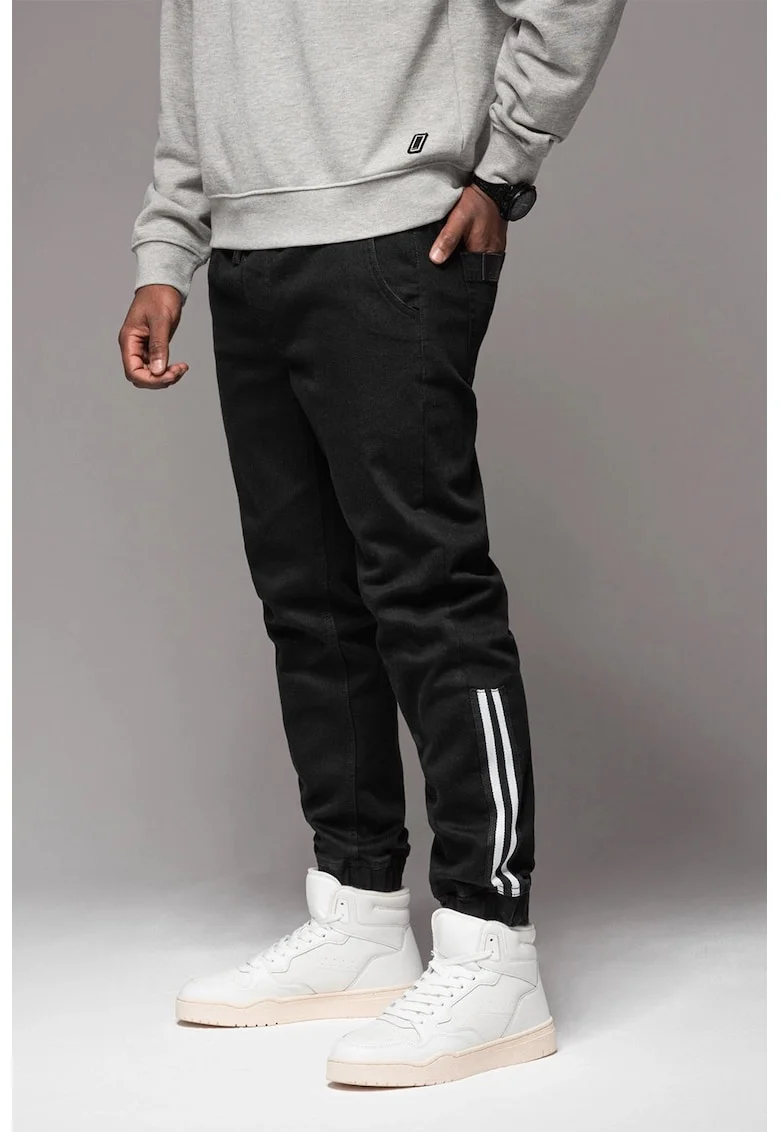 Blugi jogger cu talie ajustabila, Negru