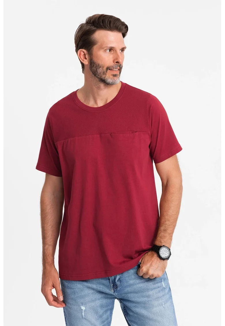 Tricou lejer de bumbac cu decolteu rotund, Rosu