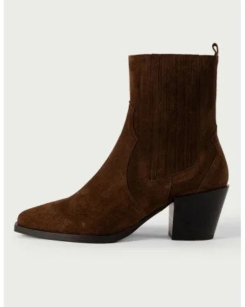 Botine cowboy de piele intoarsa, Maro
