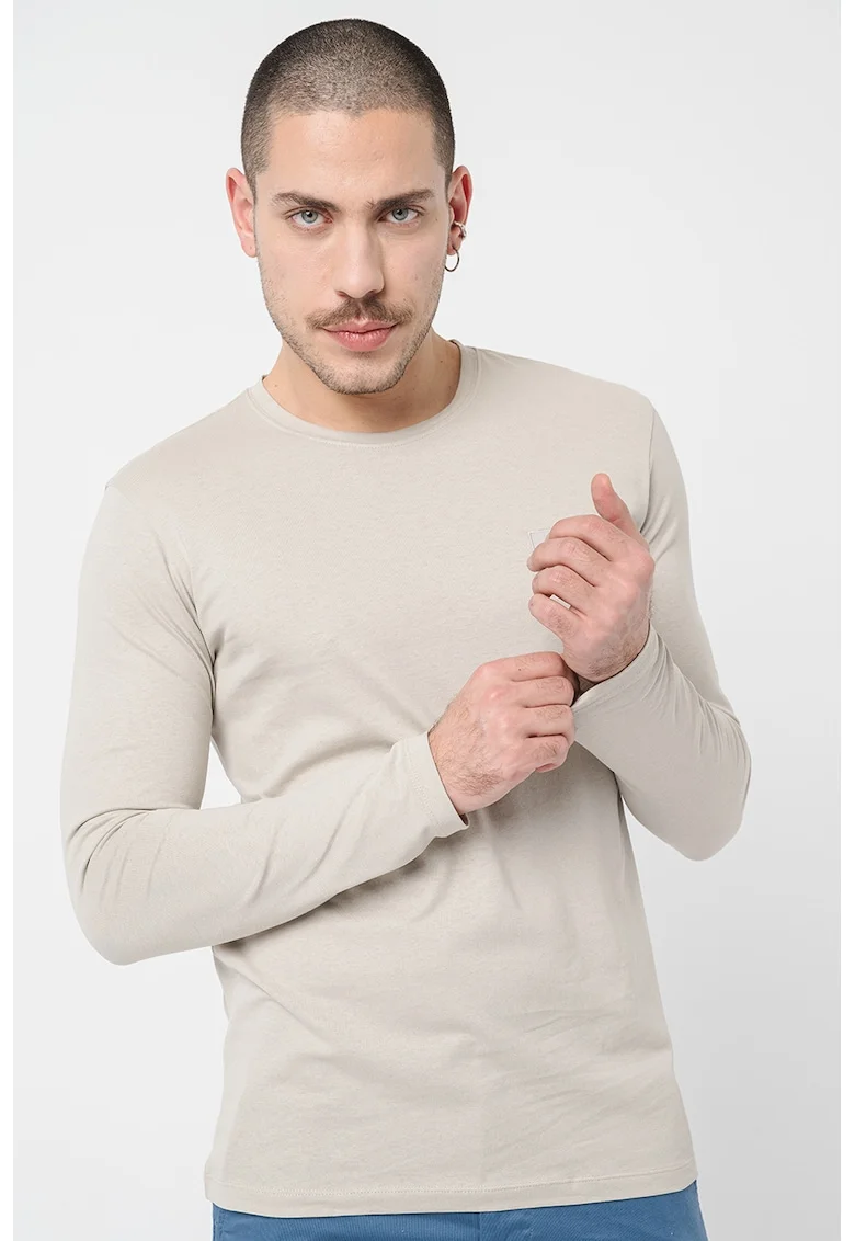Bluza din bumbac cu aplicatie logo Tacks, Alb murdar