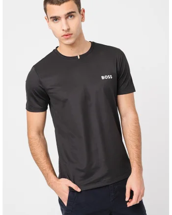 Tricou slim fit cu logo, Negru