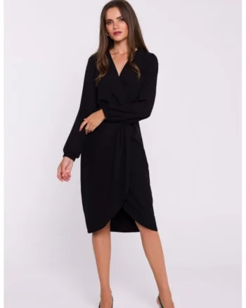 Rochie tip furou cu pliuri pe fata, Negru
