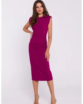 Rochie tip creion fara maneci, Violet pruna