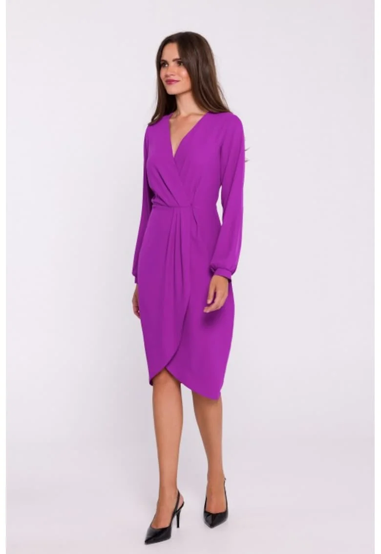 Rochie tip furou cu pliuri pe fata, Albastru lavanda