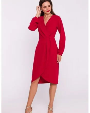 Rochie tip furou cu pliuri pe fata, Rosu