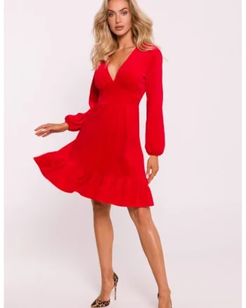 Rochie din velur cu bust, Rosu