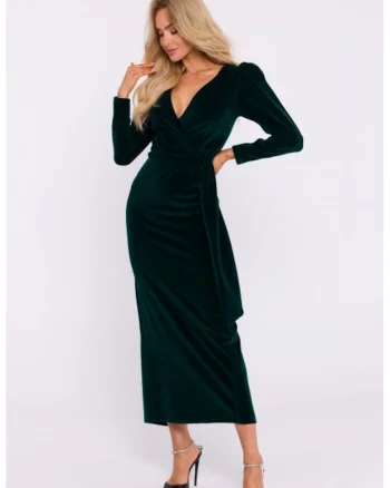 Rochie de seara maxi din velur, Verde