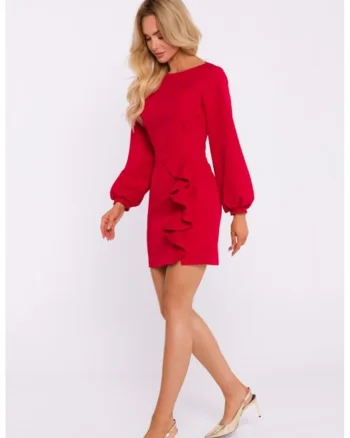 Rochie cu volan si decupaj pe spate, Rosu