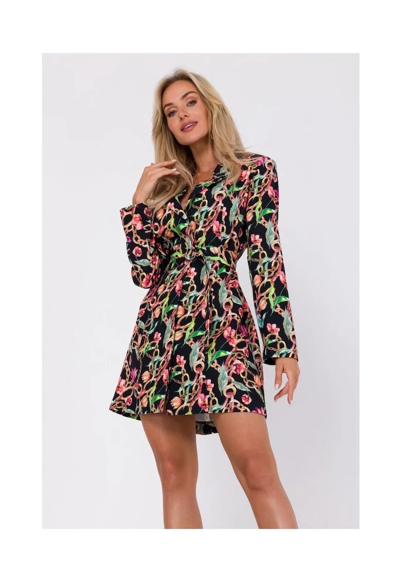 Rochie tip sacou imprimata,, Multicolor