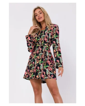 Rochie tip sacou imprimata,, Multicolor