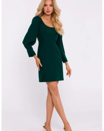 Rochie mini cu decolteu adanc,, Verde sticla