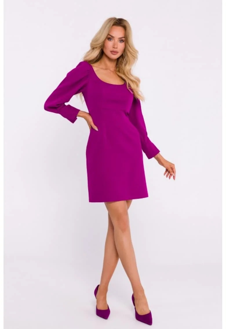 Rochie mini cu decolteu adanc,, Rosu rubiniu