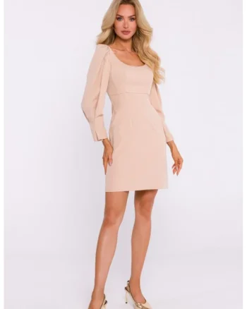 Rochie mini cu decolteu adanc,, Bej