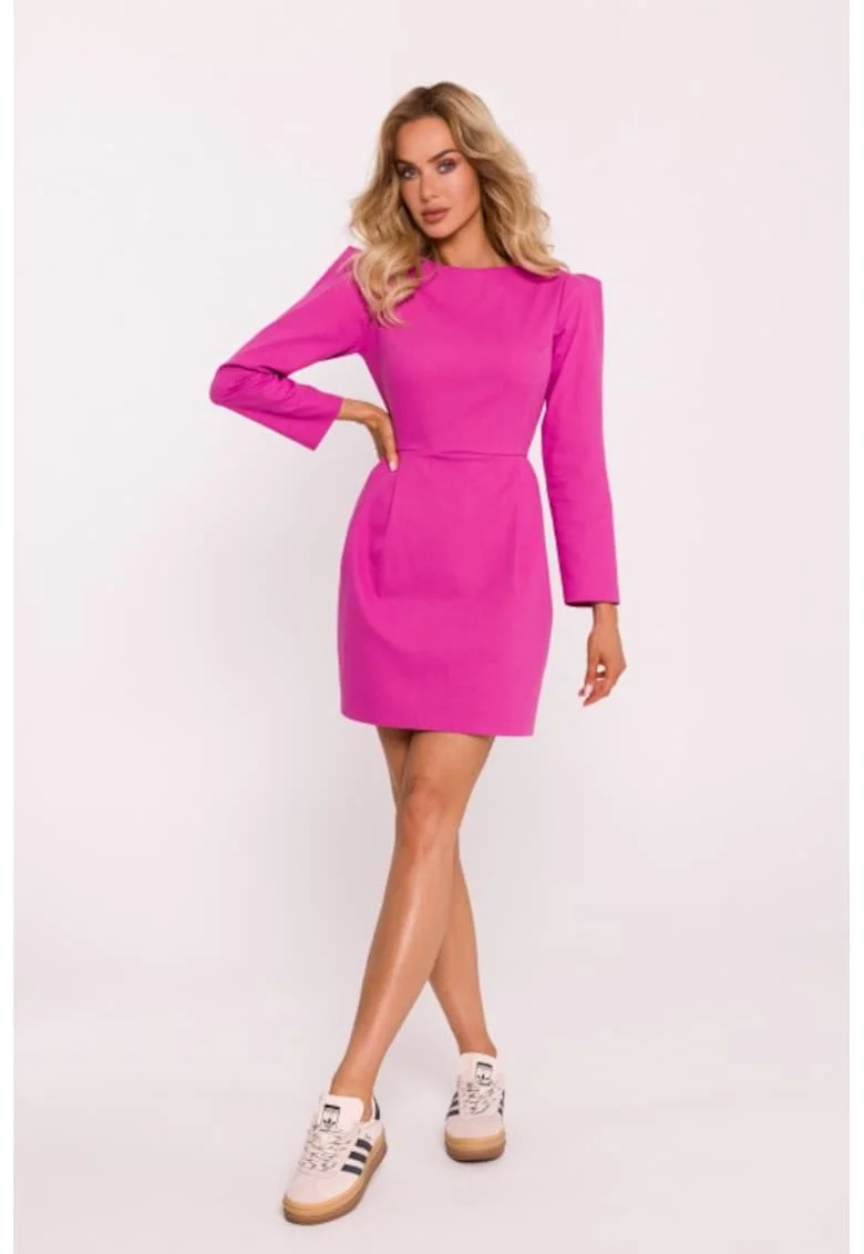 Rochie mini cu maneci lungi, Roz