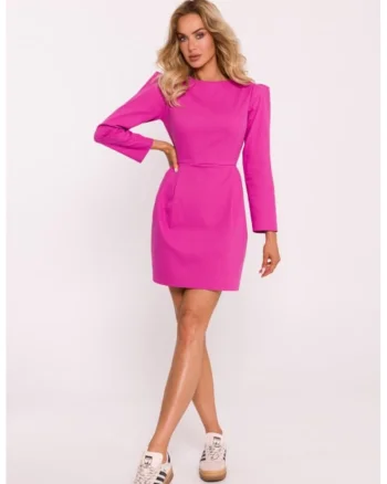 Rochie mini cu maneci lungi, Roz