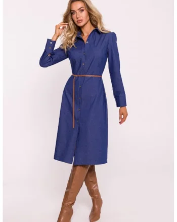 Rochie midi tip camasa, Albastru
