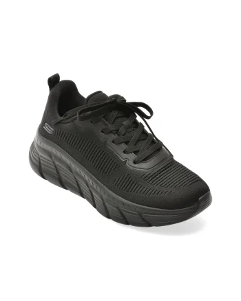 Pantofi sport SKECHERS negri, BOBS B FLEX HI, din material textil