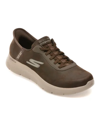 Pantofi sport SKECHERS maro, GO WALK FLEX, din material textil