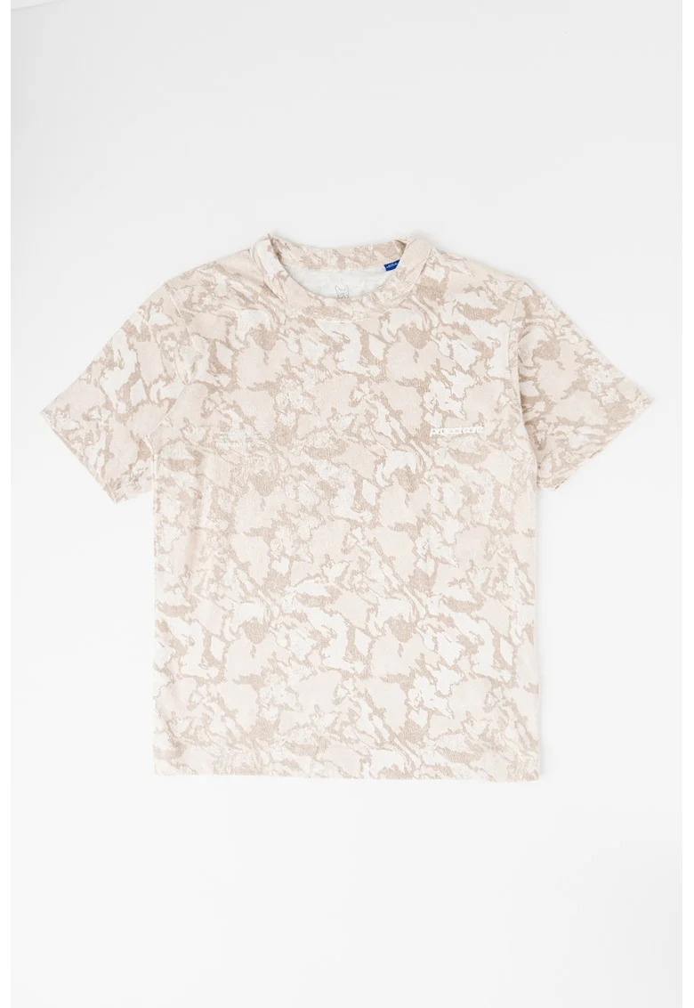 Tricou de bumbac cu model camuflaj, Maro taupe/Maro nisip