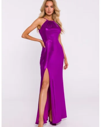 Rochie maxi cu slit inalt, Violet