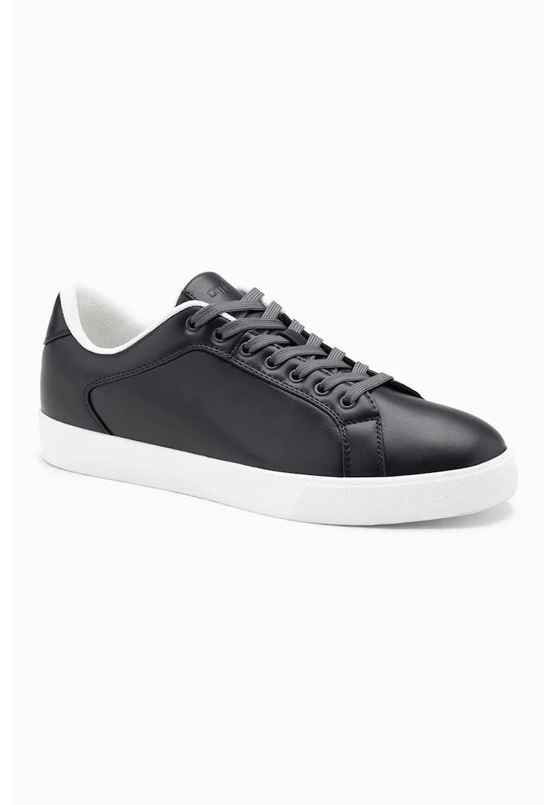 Pantofi sport low-cut de piele ecologica, Gri antracit