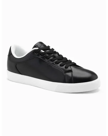 Pantofi sport low-cut de piele ecologica, Negru
