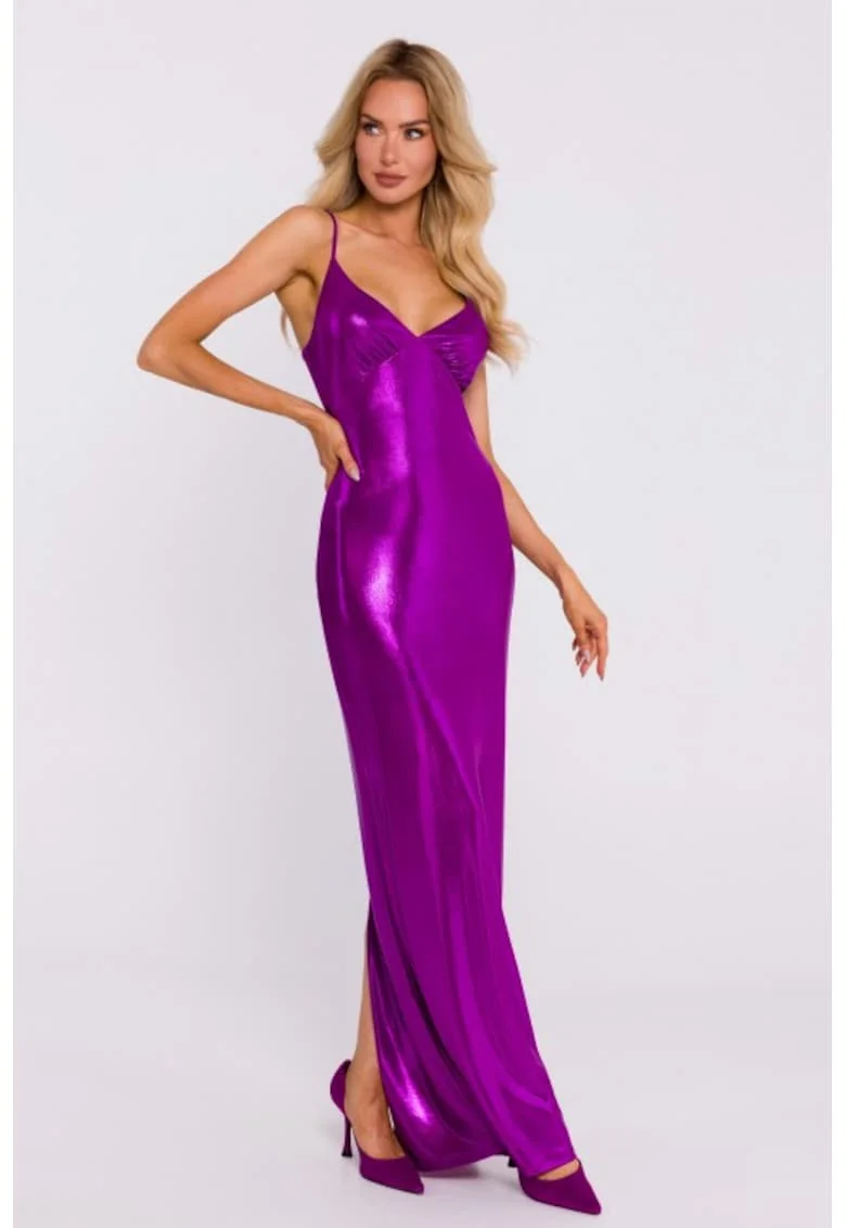Rochie maxi cu incretire sub bust, Violet