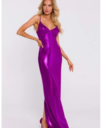Rochie maxi cu incretire sub bust, Violet