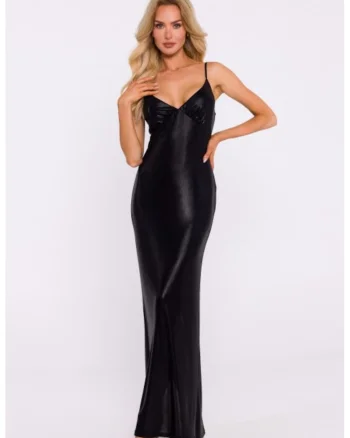 Rochie maxi cu incretire sub bust, Negru