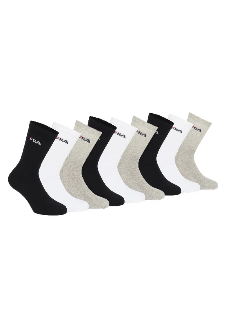 Set de sosete lungi unisex - 9 perechi, Alb/Negru/Gri
