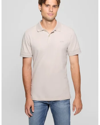 Tricou polo extra slim-fit cu model uni, Maro nisip