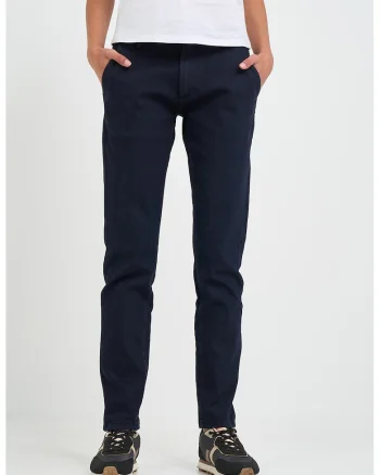 Pantaloni dama cu buzunare oblice si logo,  Albastru, Bleumarin