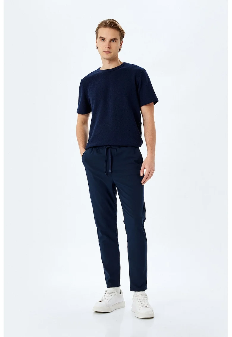 Pantaloni de trening cu snur si buzunare laterale, Albastru indigo