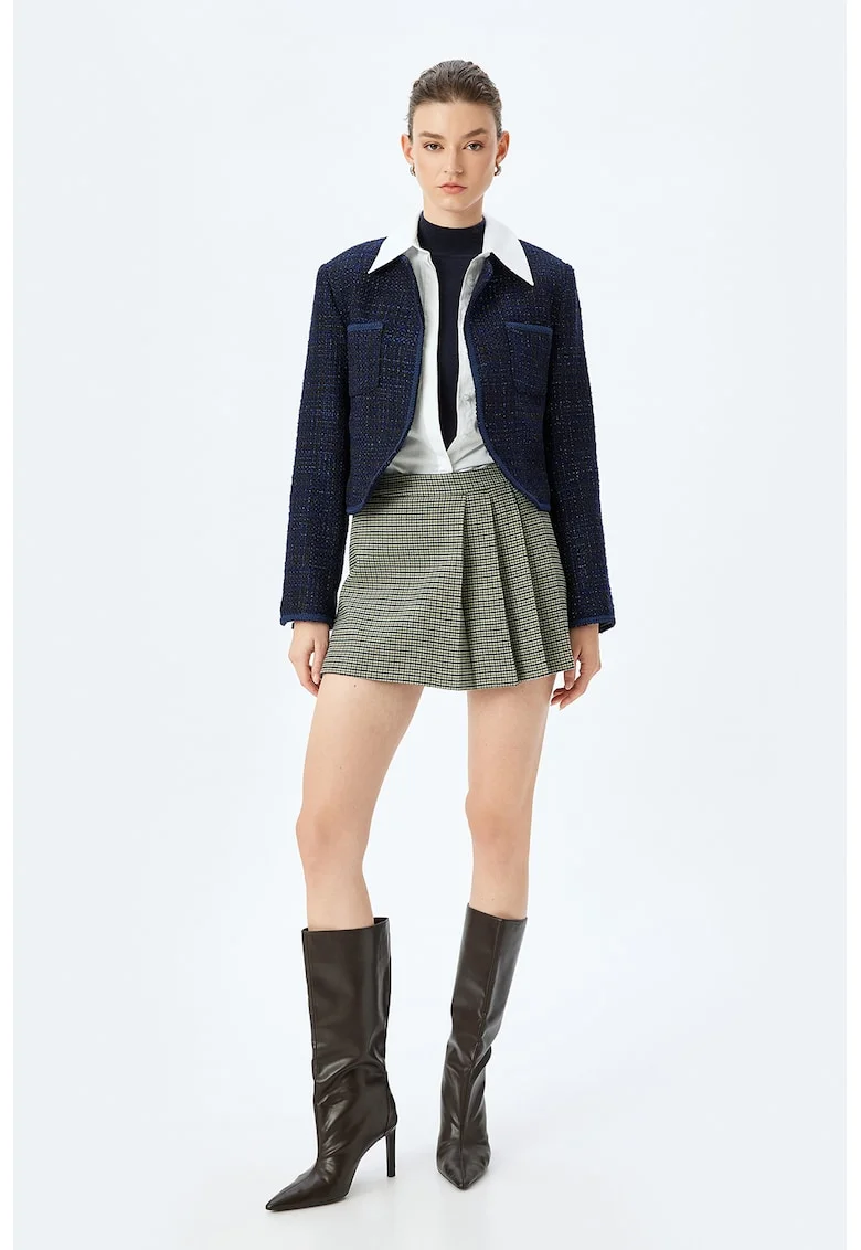Sacou crop din tuid, Albastru indigo