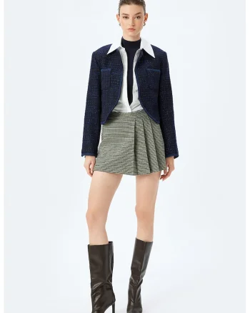 Sacou crop din tuid, Albastru indigo