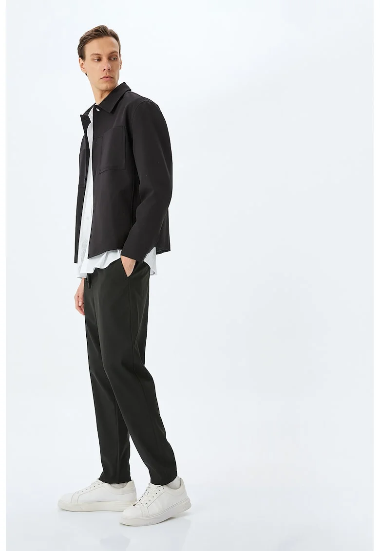 Pantaloni de trening cu snur si buzunare laterale, Negru