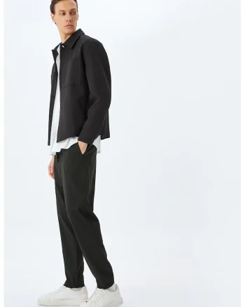 Pantaloni de trening cu snur si buzunare laterale, Negru