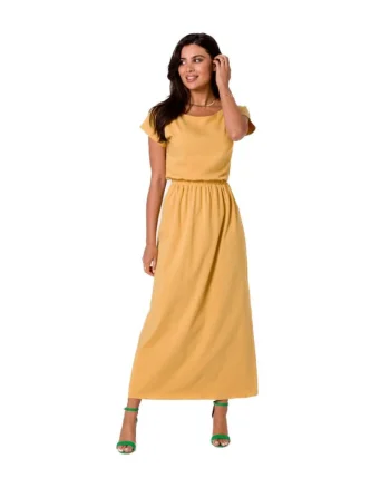 Rochie maxi cu elastic in talie,, Galben