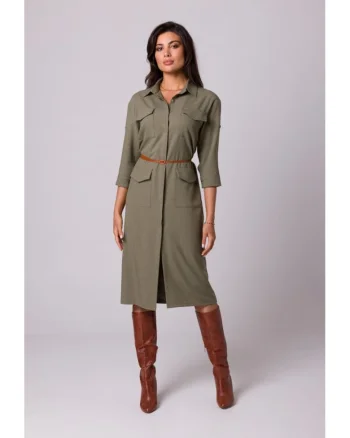 Rochie tip camasa cu buzunare,, Verde