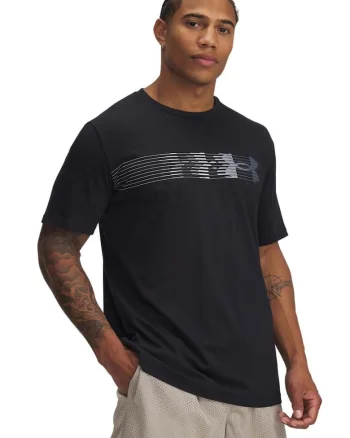 Tricou din amestec de bumbac cu imprimeu logo, Negru