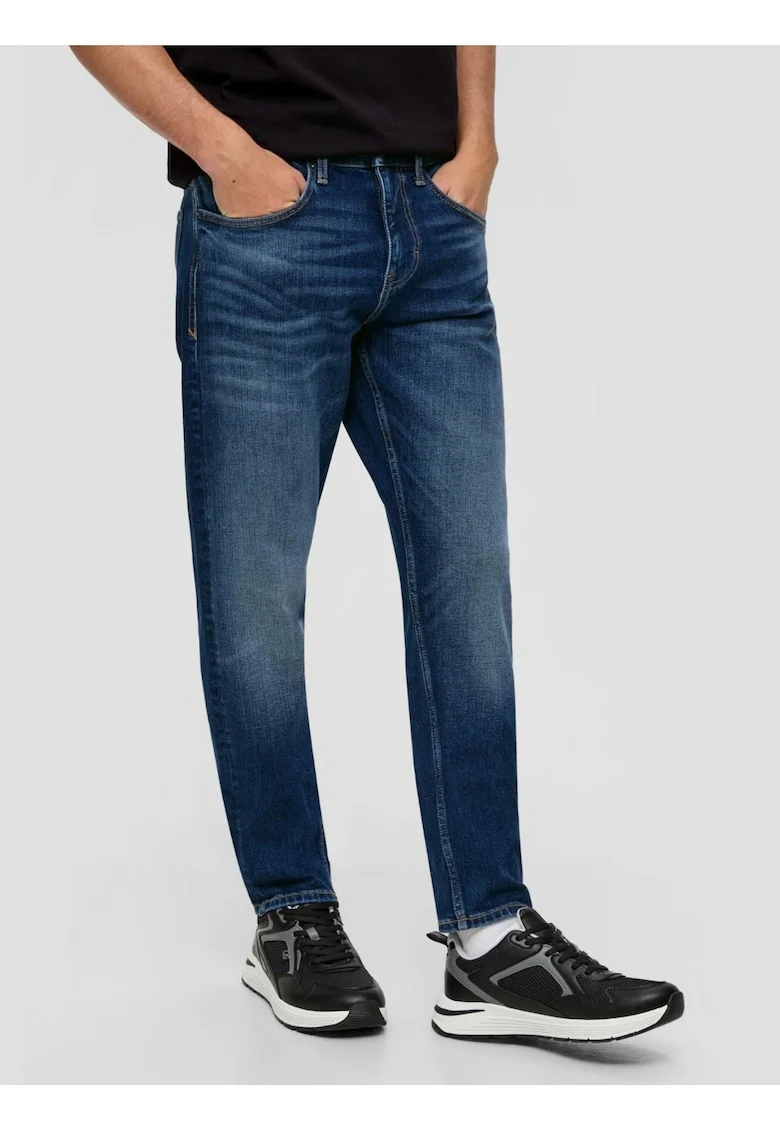 Blugi barbati, Shawn, cu talie medie, croiala Regular fit, Tapered Leg,  by s.Oliver, Albastru inchis, Albastru inchis