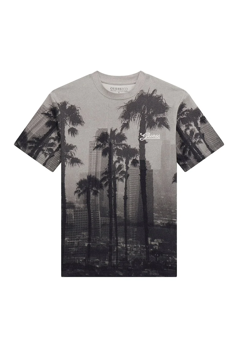 Tricou din bumbac cu imprimeu grafic, Negru/Gri melange