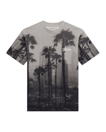Tricou din bumbac cu imprimeu grafic, Negru/Gri melange