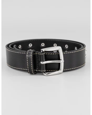 Curea de piele cu nituri metalice Larry, Negru