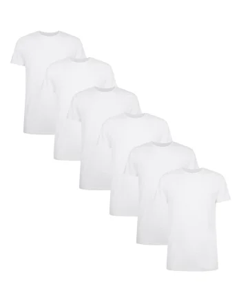 Set de tricouri slim fit - 6 perechi, Alb