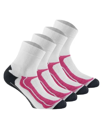 Set de sosete scurte unisex din amestec de bumbac pentru trekking - 4 perechi, Alb/Roz