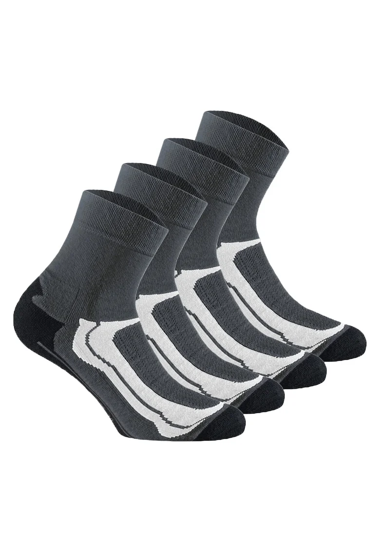 Set de sosete scurte unisex din amestec de bumbac pentru trekking - 4 perechi, Gri