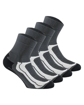 Set de sosete scurte unisex din amestec de bumbac pentru trekking - 4 perechi, Gri
